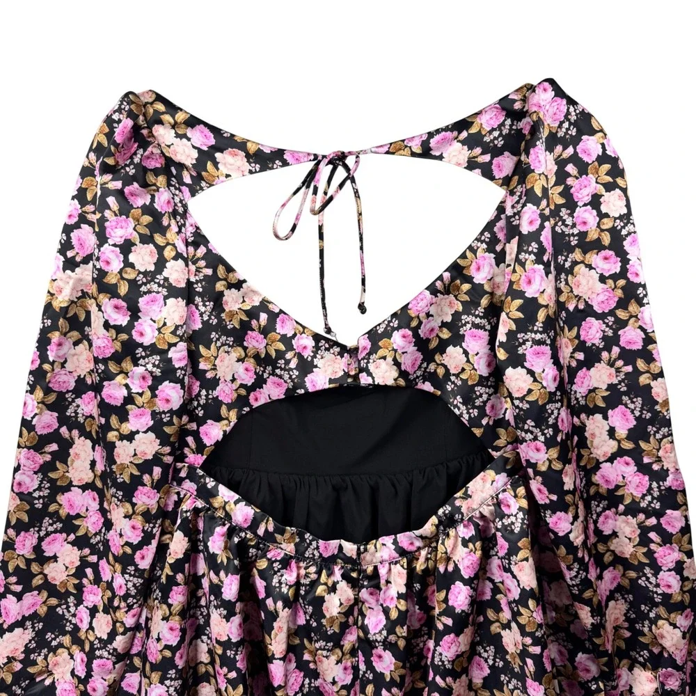 NEW NWT Love & Lemons Kate Mini Dress Floral Babydoll‎ Medium Satin Coquette